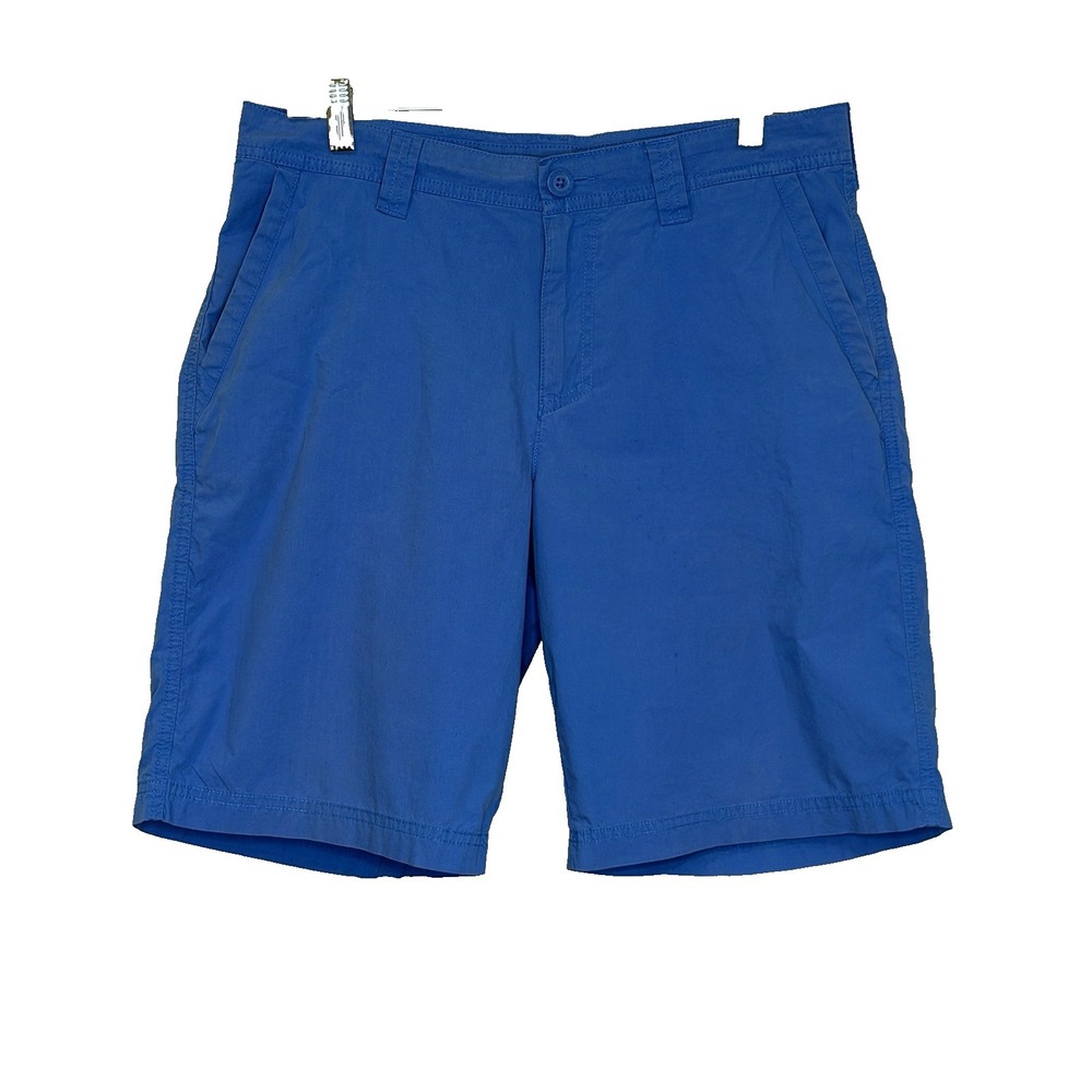 Columbia Chino Shorts Mens Size 32 Light Blue Lightweight Cotton 10" Inseam